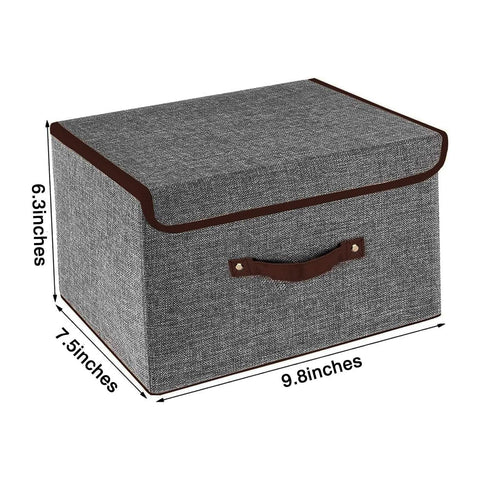 OWill Foldable Storage Boxes with Lids, Fabric Storage Cubes with Handles, for Home, Office, 25 X 19 X 16 cm(1pcs, grey)