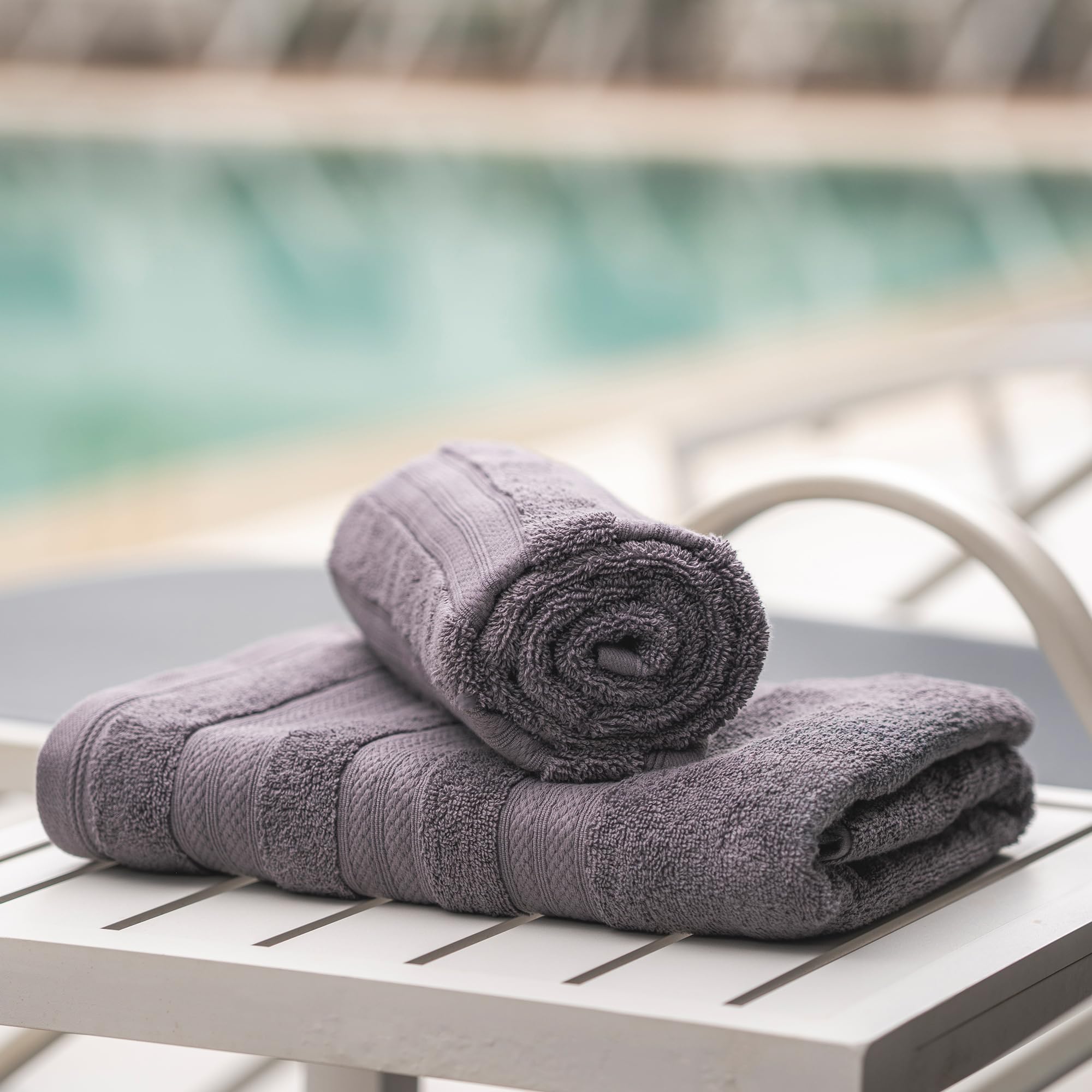 MELLUVA Bath Towels Set of 2 | 100% Turkish Cotton | 70 x 125 cm | Soft and Absorbent 600 GSM | Quick Dry Bathroom Shower Towels | Dow Grey