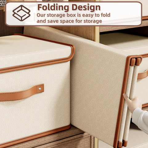 Siocok 2 Pack Storage Boxes with Lids, Collapsible Storage Box with Lid, Fabric Storage Boxes with Handles, 37x27x26cm, Bins for Organizing Home