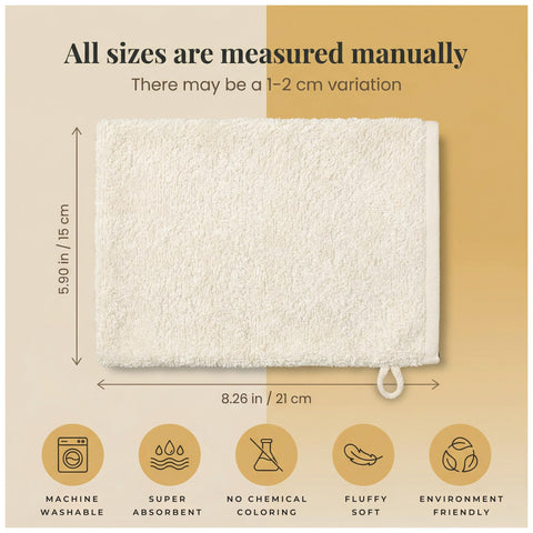 Perefly Washcloth Small Towels Set - 15 X 21 CM Hand Towels for Bathroom & Gym - Soft & Absorbent - Fast Drying Wash Cloths 10 Pack (Ivory)