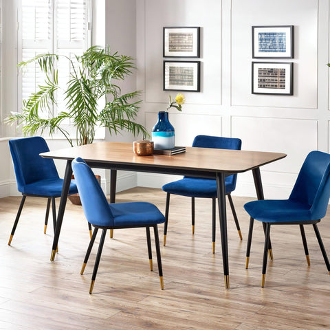 Julian Bowen Findlay Dining Table, Walnut Effect & Black - H75xW160xD90cm