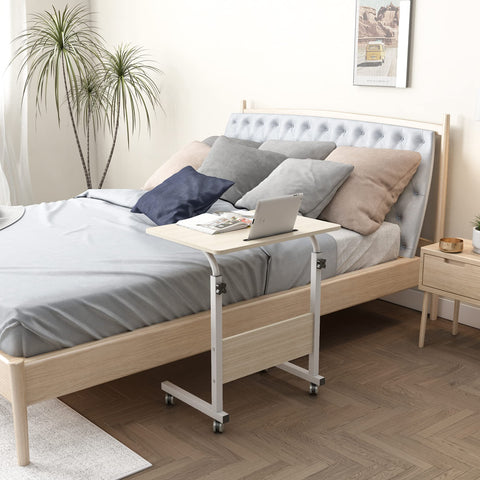 sogesfurniture 60 * 40cm Adjustable Height Laptop Table with Tablet Slot, Mobile Computer Stand Desk Portable Side Table for Bed Sofa