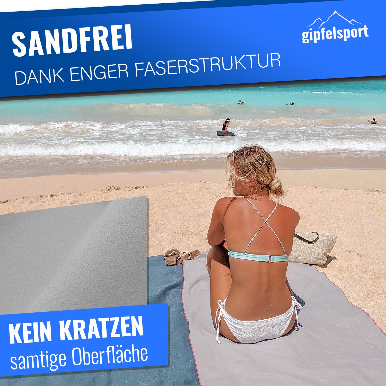 gipfelsport Microfibre Towel 1x XS(50x30cm) without bag Grey