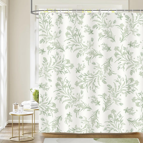 Dazzlewall Sage Green Shower Curtain for Bathroom Mould & Mildew Resistant