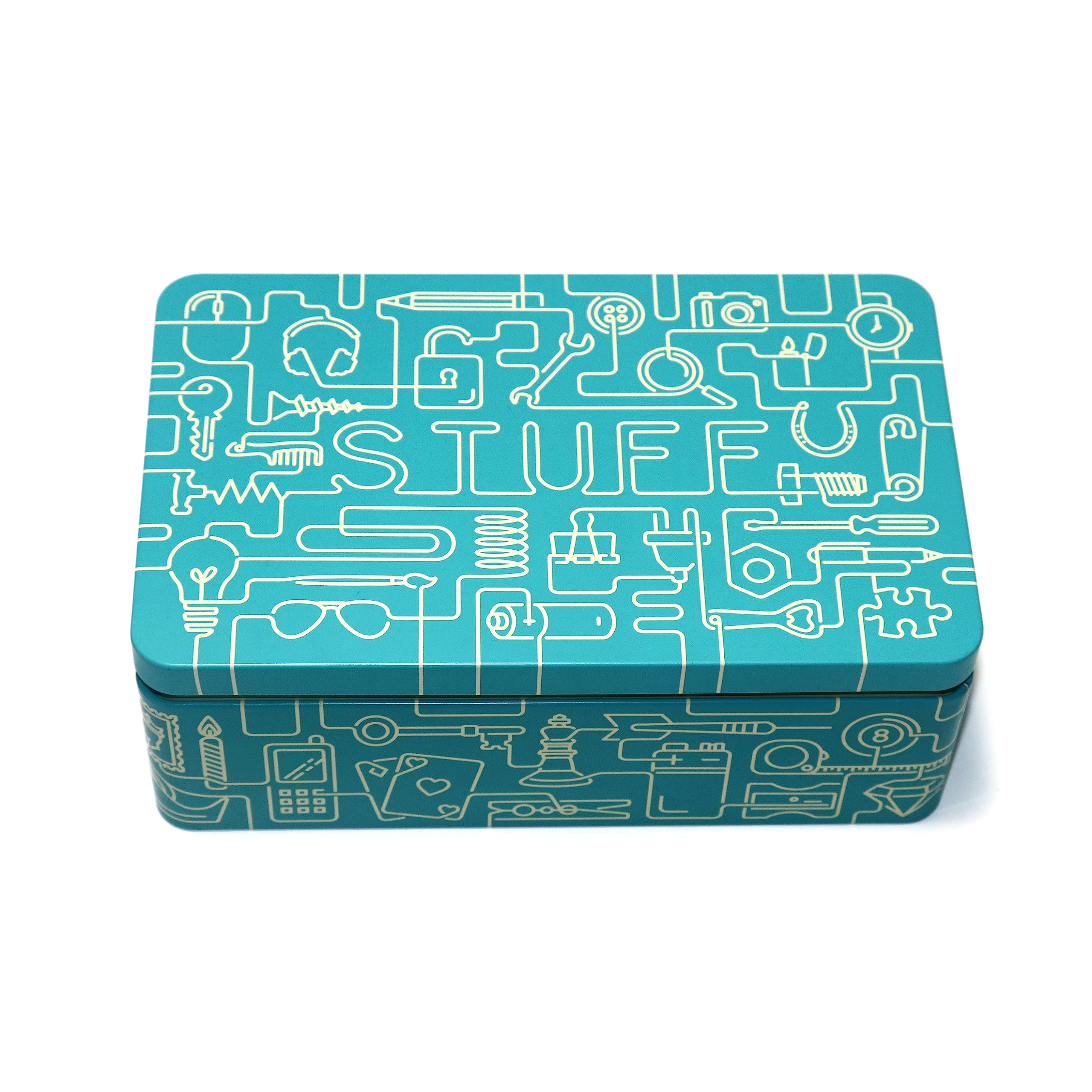 TINIT Stuff Tin - Man Tin Miscellaneous Storage Box (Deep Teal/Sage)