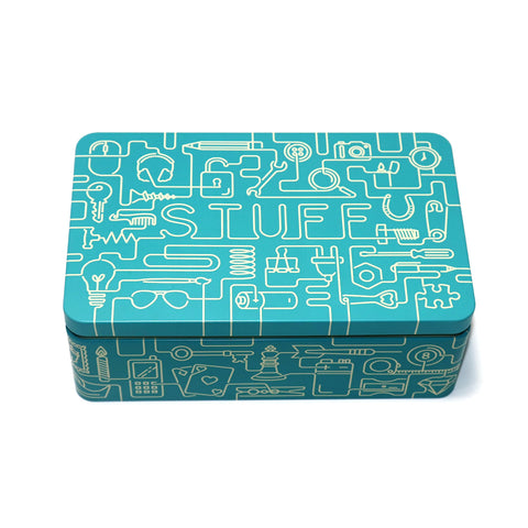 TINIT Stuff Tin - Man Tin Miscellaneous Storage Box (Deep Teal/Sage)