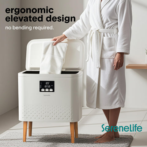SereneLife Towel Warmer 20L Bucket – Wi-Fi Heater, Large Capacity Hot Spa & Blanket Warmer with Auto Shut Off, Energy Efficient, White