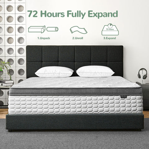 Giovanly Double Mattress, 22CM Hybrid Mattress in a box Gel Memory Foam, Pocket Springs, Medium Firm & Silent Sleep & Reinforced Edge & Pressure