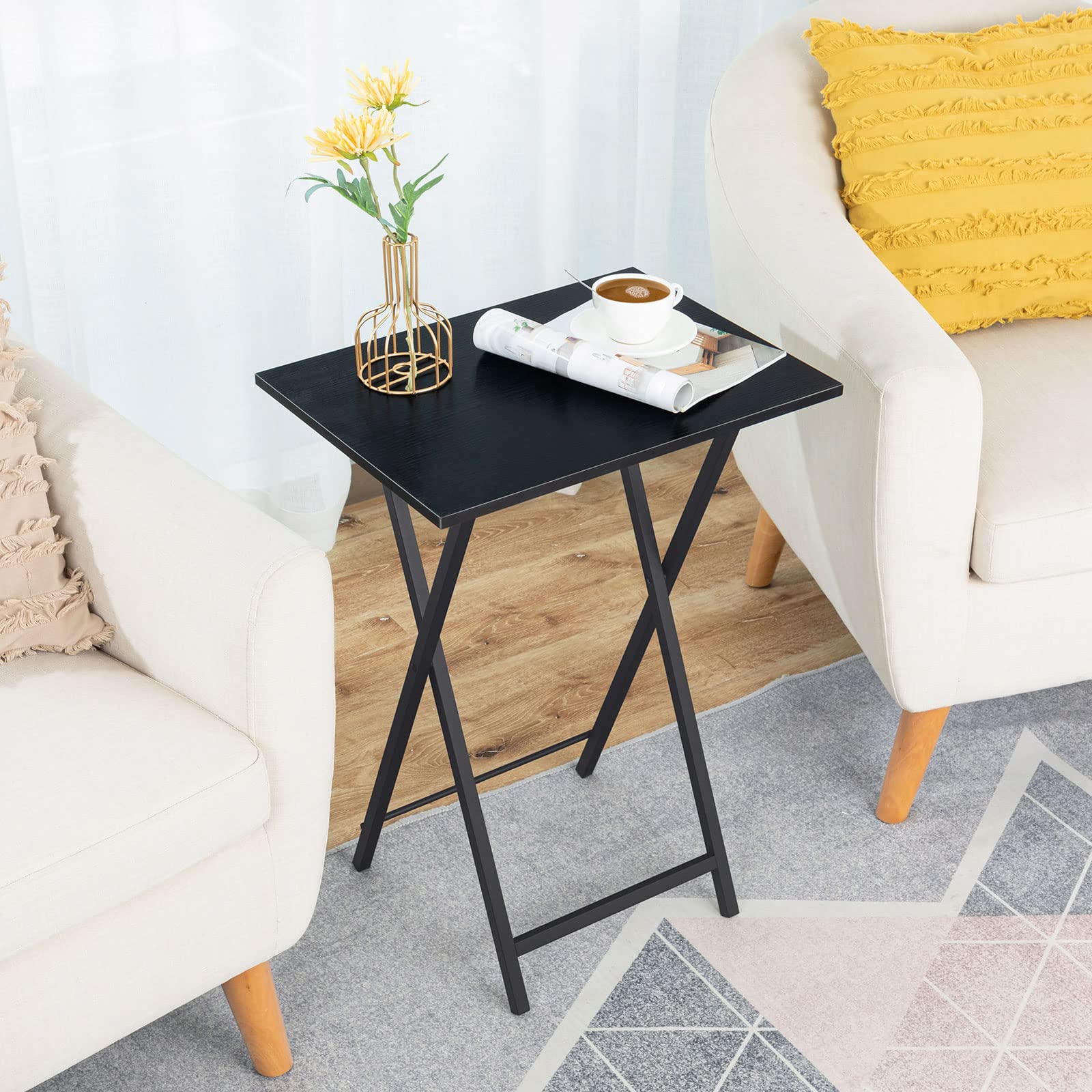 HOOBRO Side Table, TV Tray, Folding Snack Table for Eating at Couch or Bed, Sofa Laptop Table for Small Space, Living Room, Bedroom, Sturdy