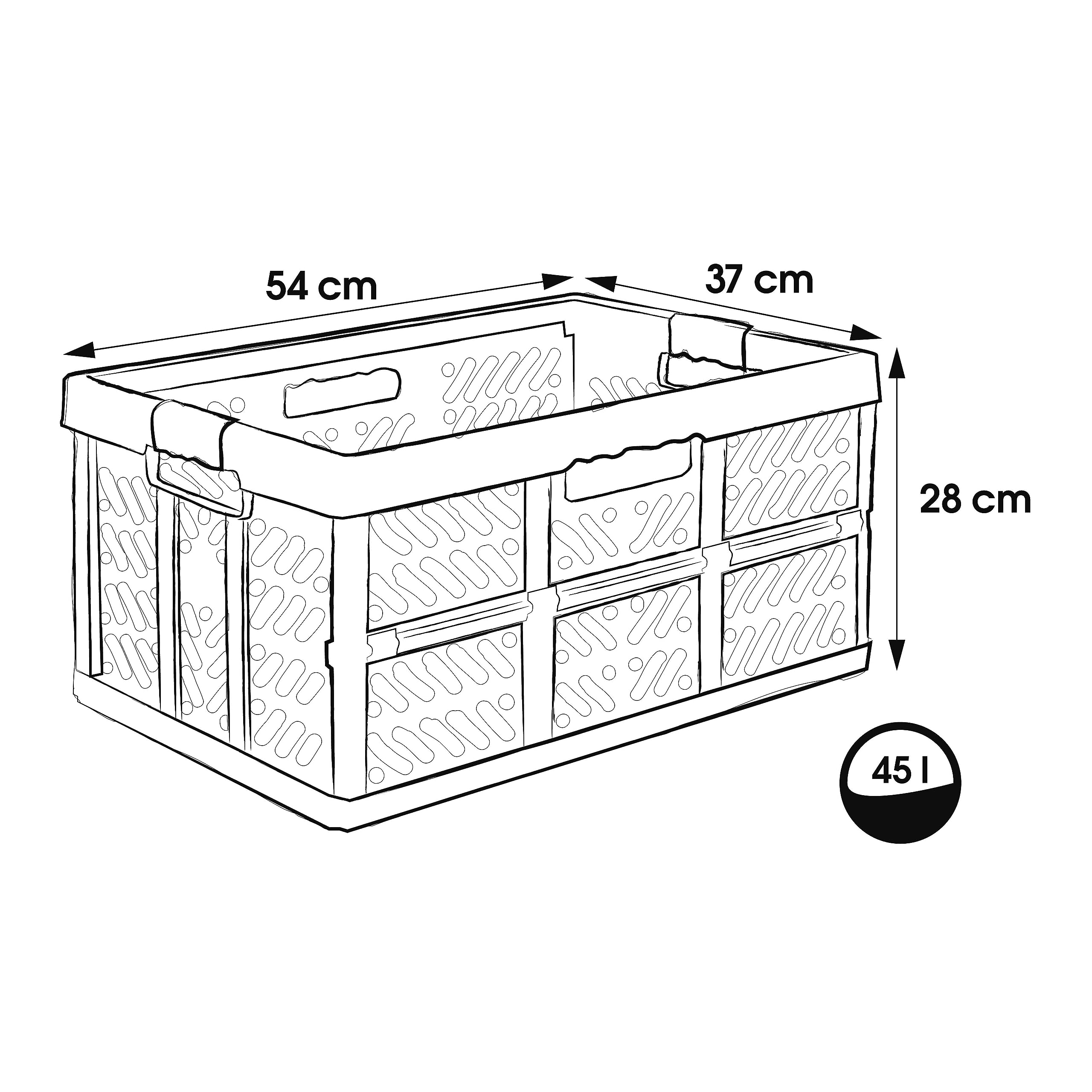 keeeper 4x Sturdy Professional Folding Boxes with Soft-Touch Handles, 54 x 37 x 28 cm, 45 l, Ben, Green/ Taupe
