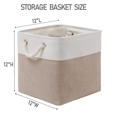 ICEMOR 30.5 x 30.5 x 30.5 cm Cube Storage Boxes, 6 Pack Large Collapsible Fabric Storage Bin with Ropes, Foldable Cube Baskets for Kallax