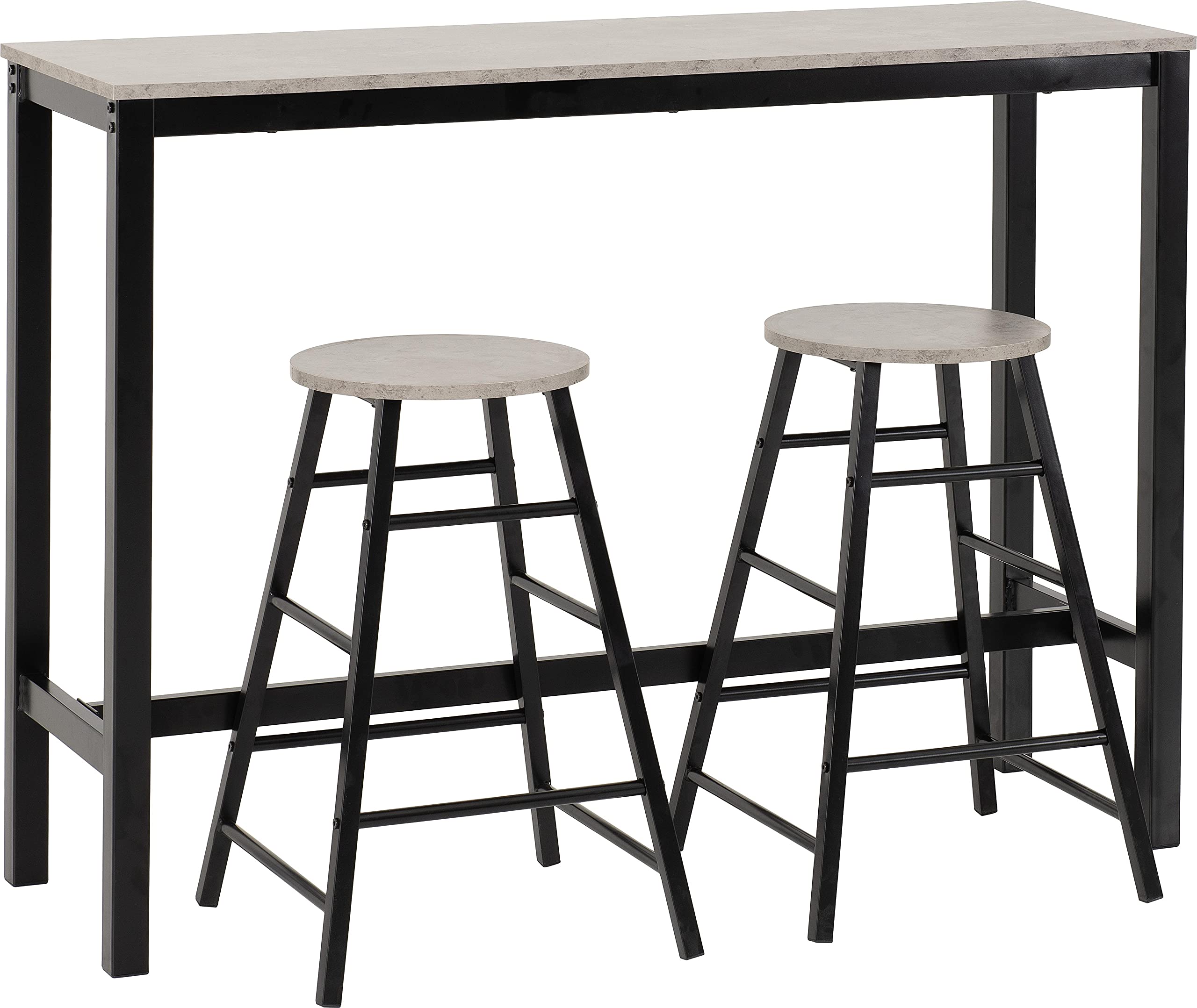Seconique Athens Breakfast Bar Table and 2 Chairs Set in Concrete Effect
