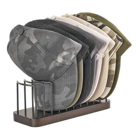 Mkono Hat Organizer and Display Stand for 10 Caps - Tabletop Storage Rack for Desk, Closet, Shelf, Dresser