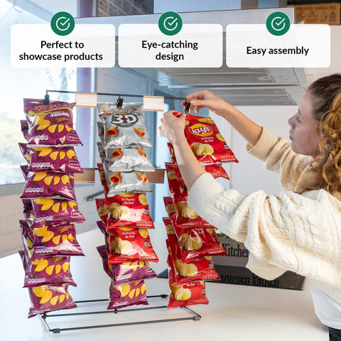 ODOXIA Chip Rack Display Stand | Candy Display for Countertop | Snack Holder for Chips and Snacks | Organize Your Space