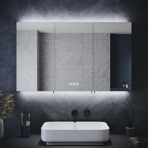 ELEGANT Triple Door LED Mirror Cabinet with Shaver Socket, 1000x600cm