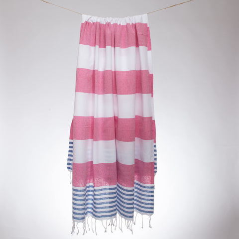 Blue Beach Turkish Towel - 100x180cm Large Turkish Hammam Peshtemal Towel - Super Absorbent, Quick Dry, Lightweight, Compact Towels for Swimming