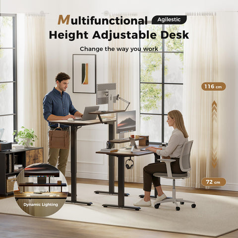 Agilestic Electric Standing Desk, Led & Plug, Movable Monitorstand, 120x80