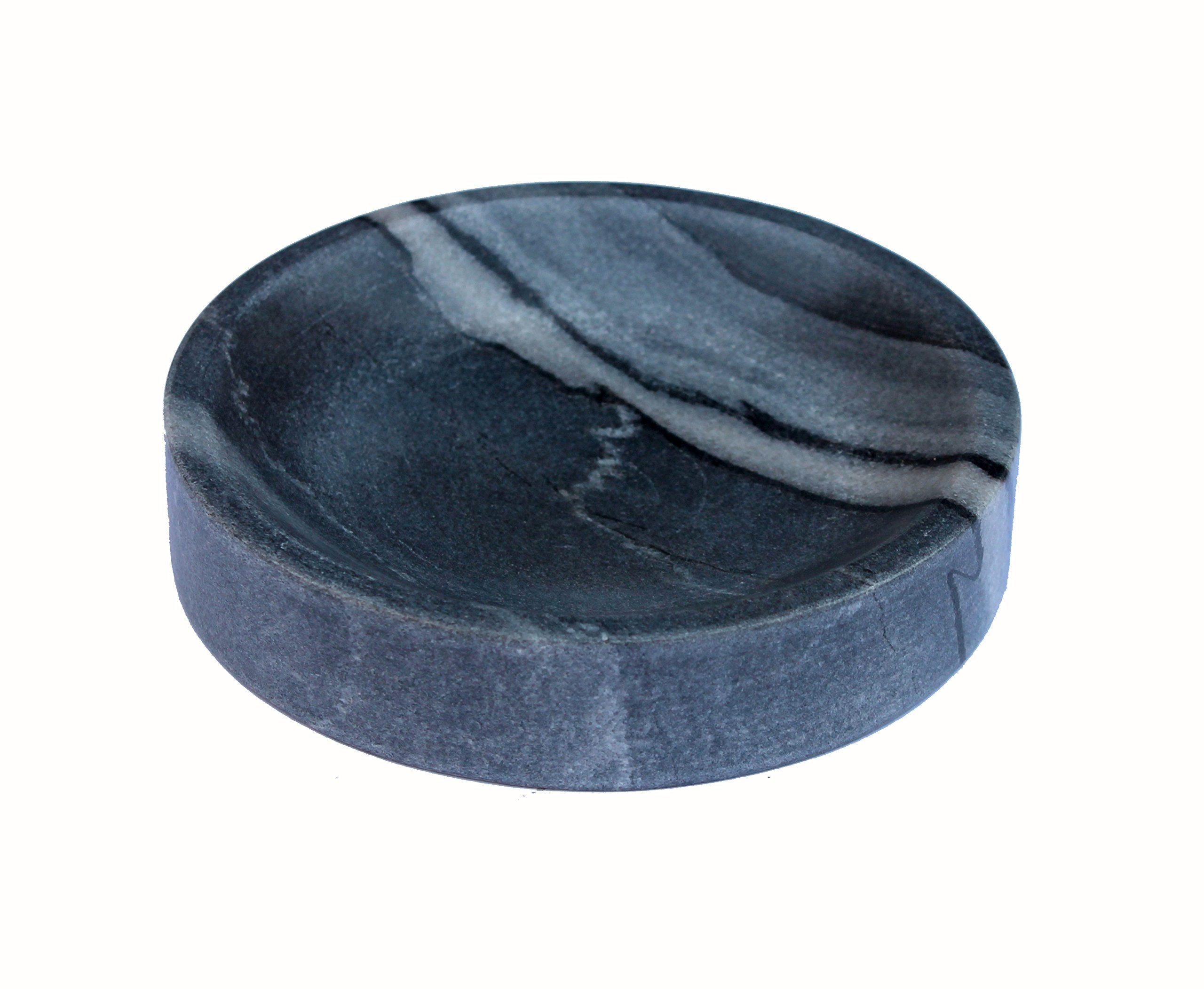KLEO Natural Marble Stone Soap Dish Soap Holder Bath Accessories For Bathroom, Tub or Wash Basin Accessory (Black)