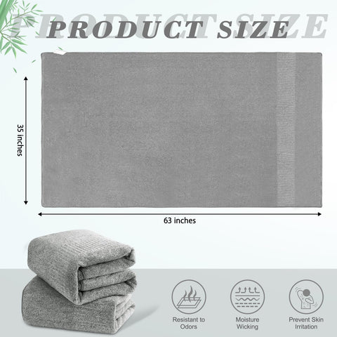 SEISSO Set of 2 Bath Towels, 88.9 × 160 cm Oversized Bath Sheets, Highly Absorbent & Quick-Drying Bamboo Fibre Towels for Bathroom Use, Grey
