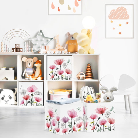 Clastyle 3 pcs Flowers Cube Storage Boxes for Shelves Kallax Boxes
