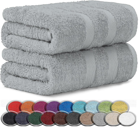 LoomTrove Pack of 2 Extra Large Jumbo Bath Sheets 100 x 200 cm 100% Egyptian Combed Cotton XL Towels Quick Dry Big Bath Sheet Super Soft Hotel