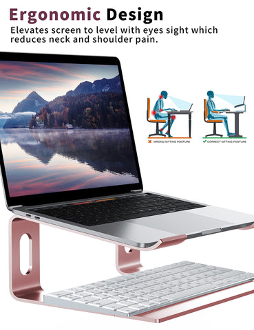 ALASHI Laptop Stand for Desk, Aluminum Computer Riser, Ergonomic Notebook Holder, Detachable Metal Laptops Elevator