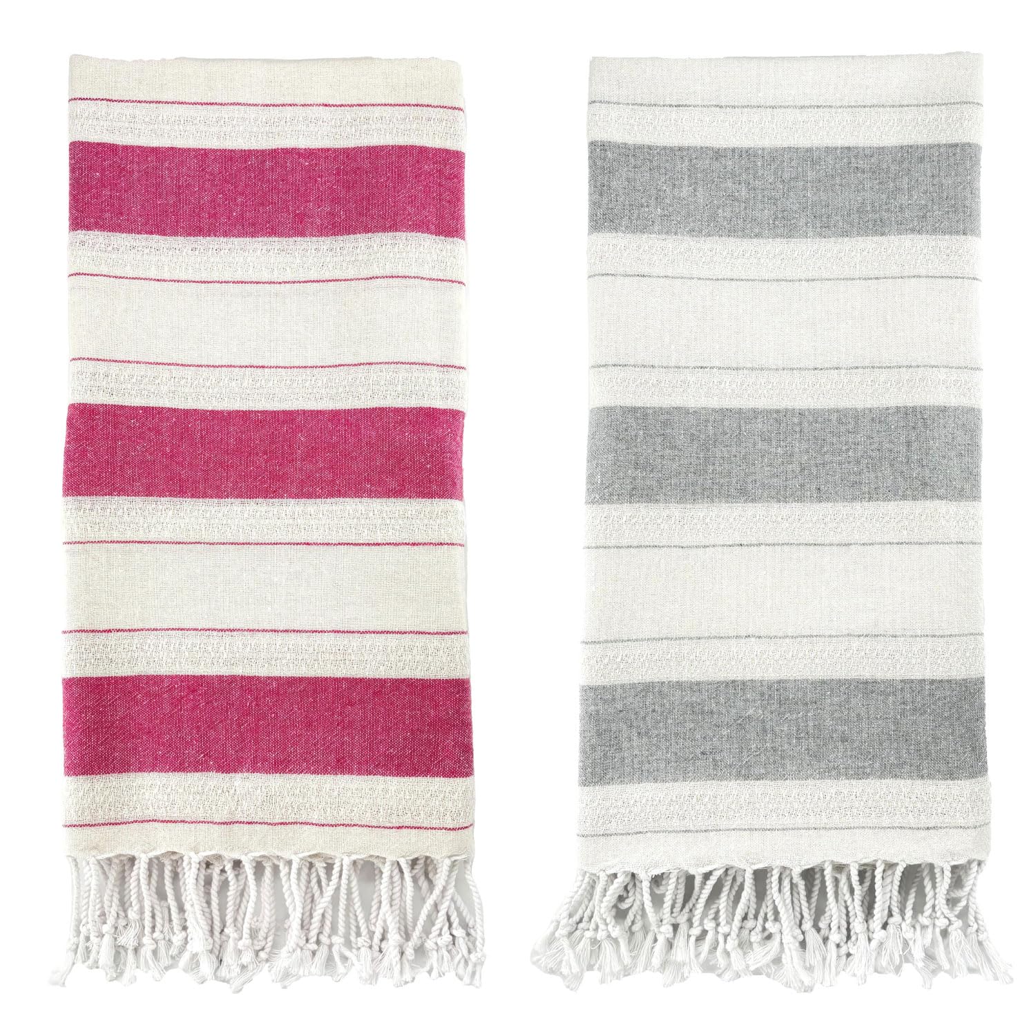 BERCA HOME 2 Pack Ephesus Turkish Beach Towel – Lightweight, Quick Dry, Sand Free – 100% Cotton Peshtemal Hammam & Bath Towel – 90x190 cm