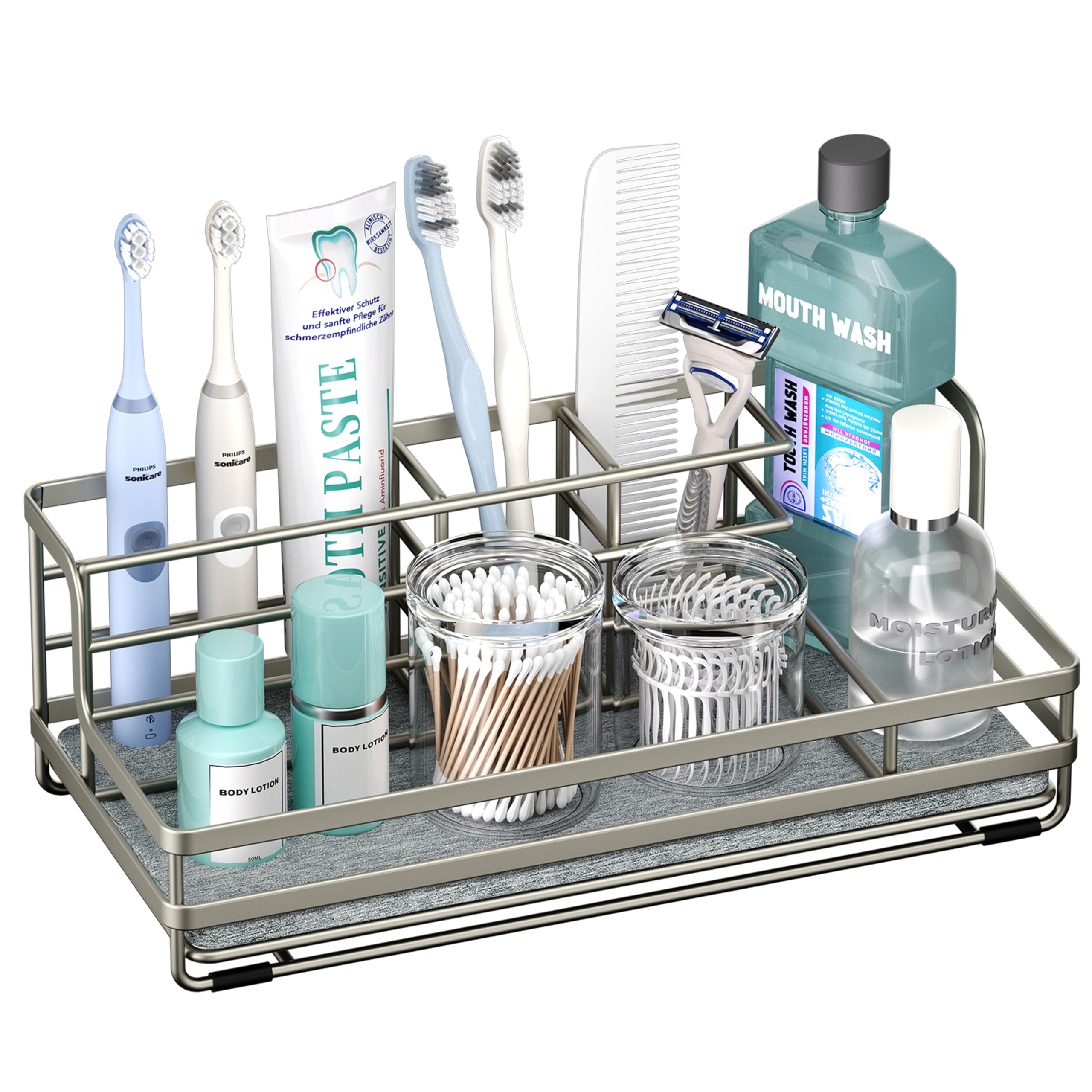 HapiRm Toothbrush and Toothpaste Holder with Instant Drying Stone, 5 Slots