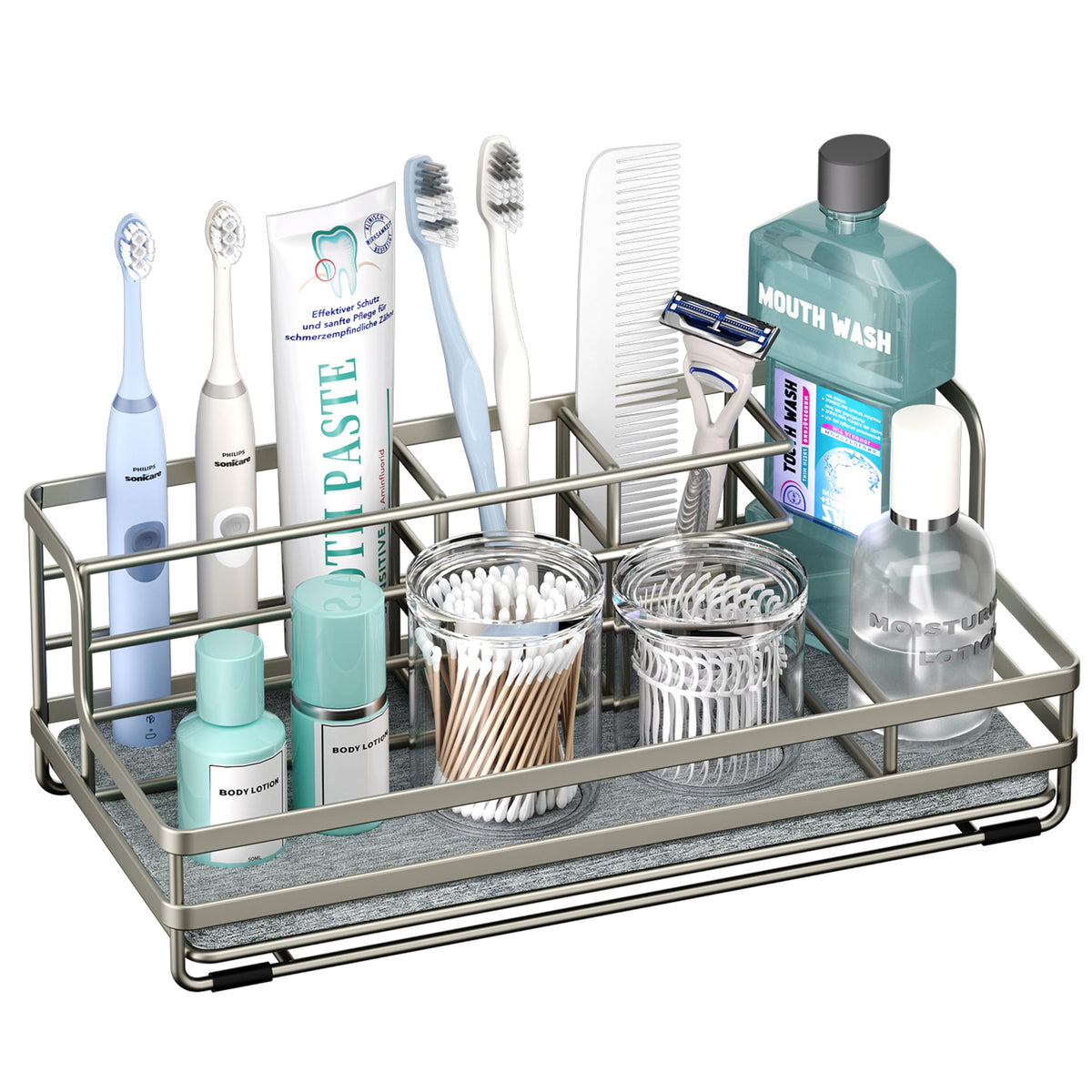 HapiRm Toothbrush and Toothpaste Holder with Instant Drying Stone, 5 Slots