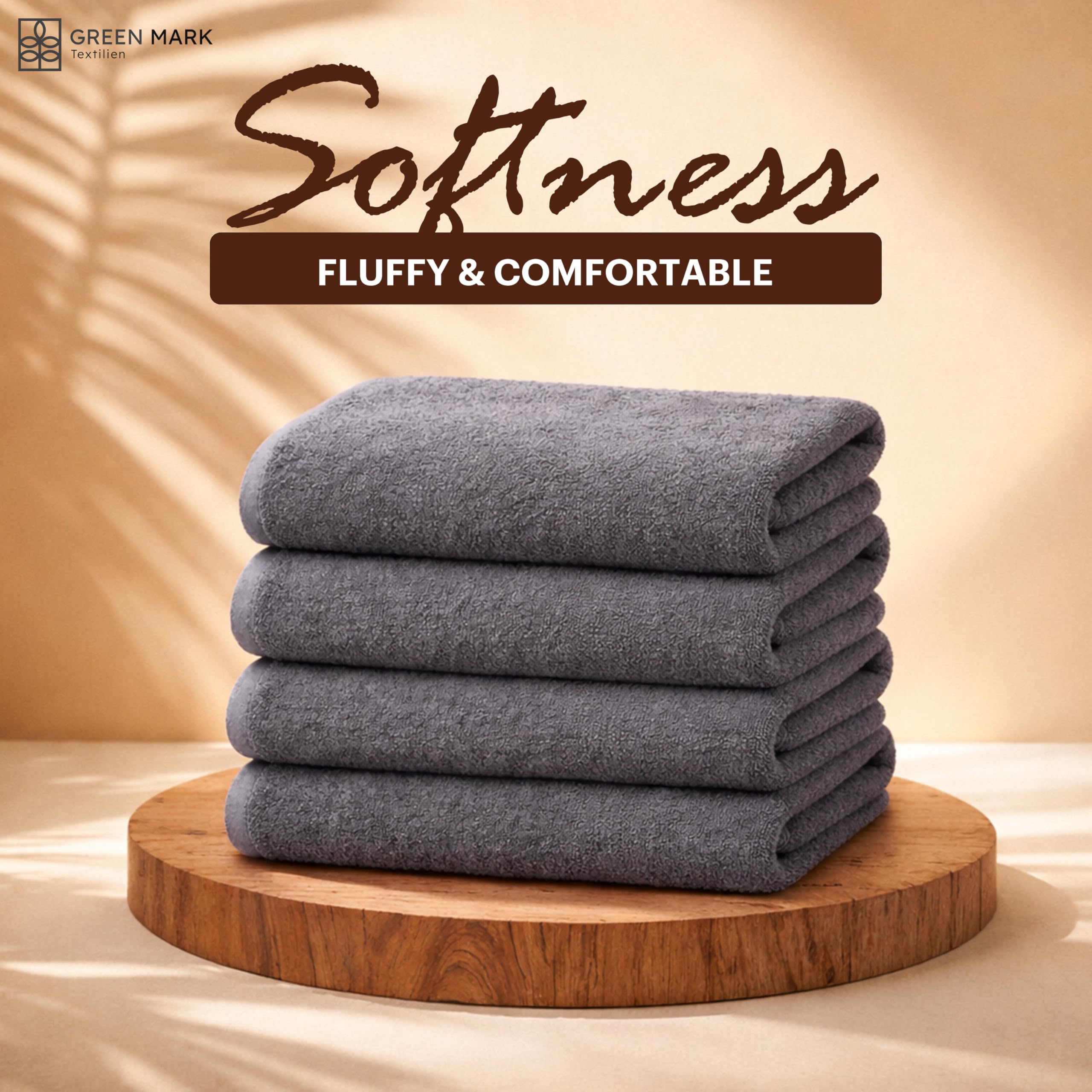 NatureMark 4-Piece Bath Towel Set – Soft & Absorbent Cotton Shower Towels for Everyday Use, Anthracite Grey, 70 x 140 cm
