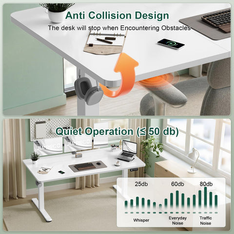 JUMMICO Electric Standing Desk 120 x 60 cm Home Office Height Adjustable Desk, Computer Lift Table with Smart Panel