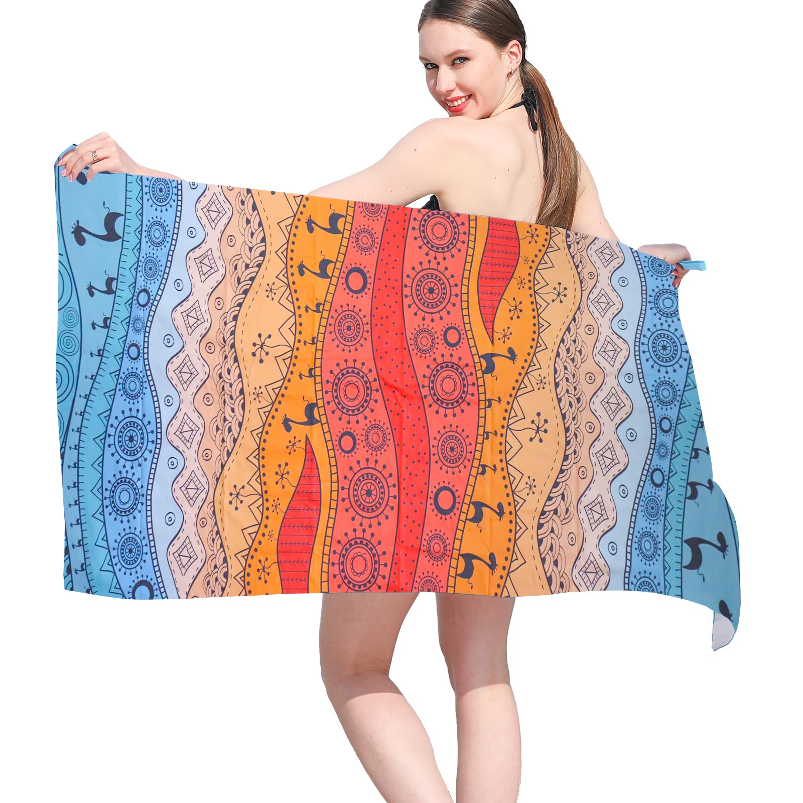 Vorvowry Microfibre Beach Towels for Adults Women Men Extra Large Lightweight Quick Dry Sand Free Travel Towel Double Sided Printing for Swim Sports