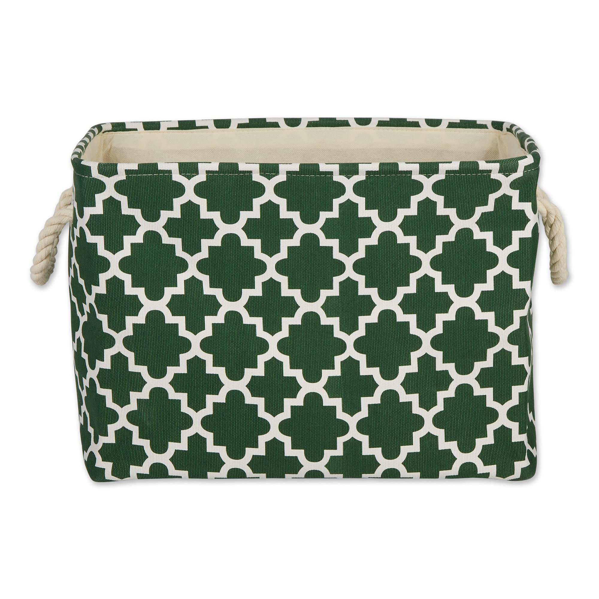 DII Polyester Container with Handles, Lattice Storage Bin, Medium, Hunter Green