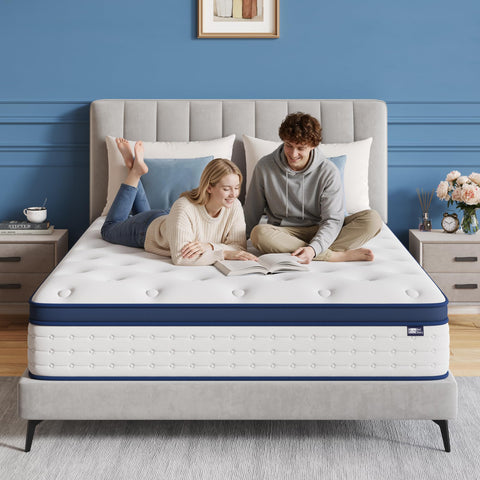 BedStory Small Double Mattress, 10.3 Inch Hybrid Mattress, 7-Zone Mattress with Breathable Foam and Individually Pocket Sprung Firm- Extra Lumbar