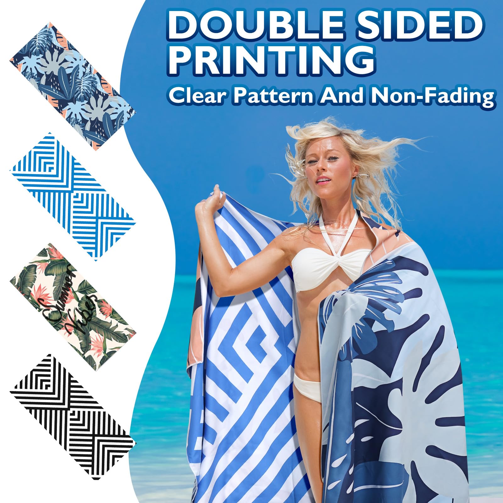 Giyim Beach Towels - 1 Pack 200x90cm Lightweight Microfibre Beach Towel with Mesh Bags