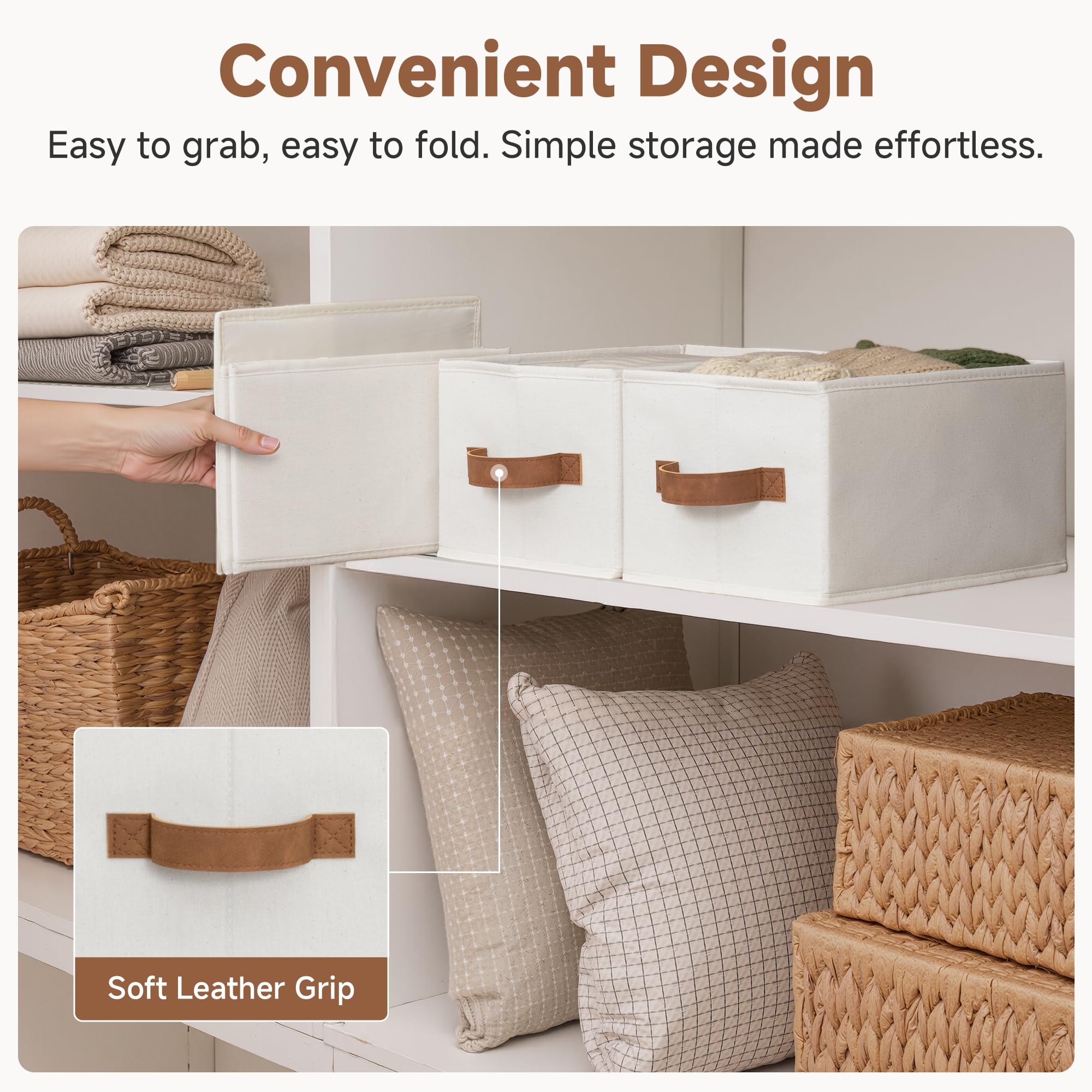 StorageWorks Fabric Storage Boxes, Wardrobe Storage Boxes with Handles, Baskets for Closets, Bedroom Boxes