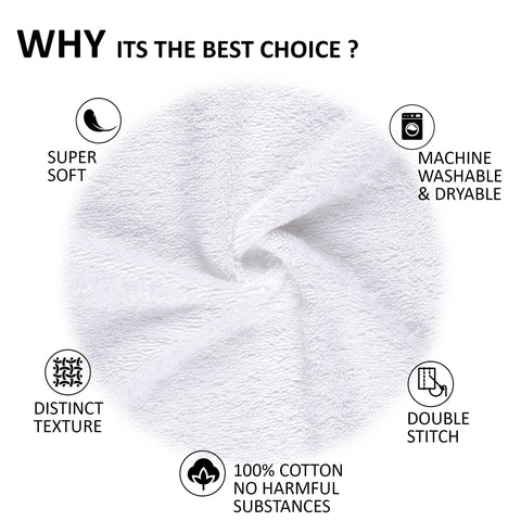 6 Pieces White Towel Set Quick-Dry High Absorbent 100% Turkish Cotton Towels for Bathroom, Pool, Gym, Camp, Travel, College Dorm 2 Bath Towels
