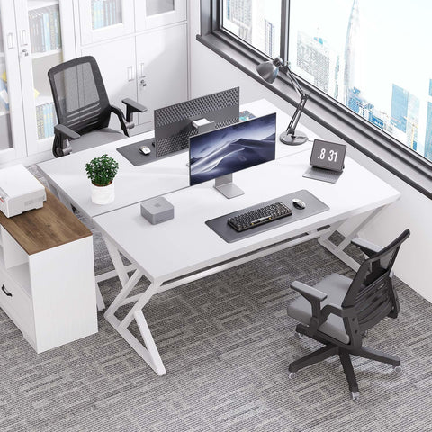 LVB Computer Desk Gaming Office Table long Desks for Home 140cm White Oak