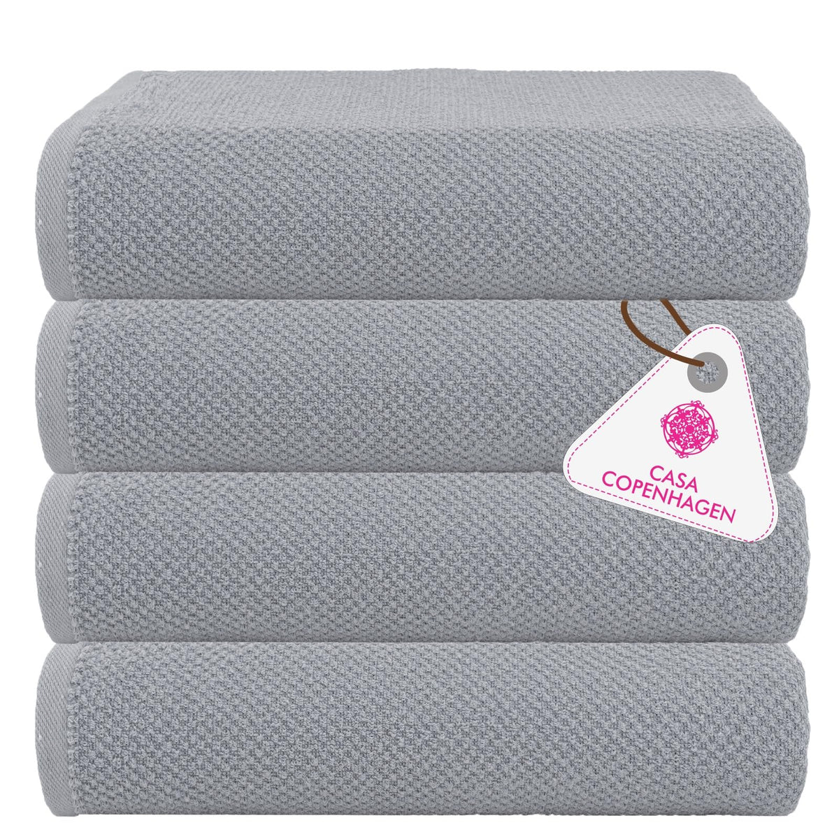 CASA COPENHAGEN Popcorn Textured 4-Piece Bath Towel Set - Grey Violet, 550 g/m², 4-piece bath towels, cotton towels for rough and tough use