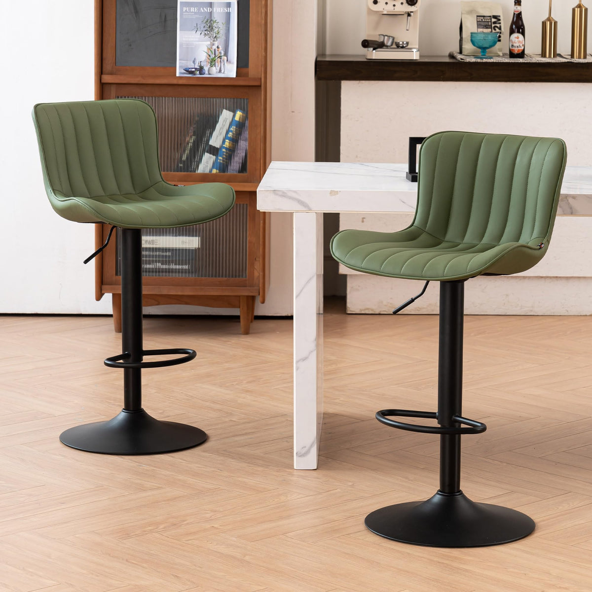 Kidol&Shellder Bar Stools Set of 2 Modern Breakfast Bar Stools, Green