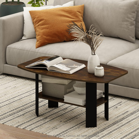 Furinno SIMPLE DESIGN Coffee Table, Small Coffee Table wih Open Shelf, Side Table, for Living Room, Home Office, Amber Pine
