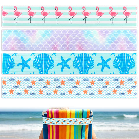 RTDHO 4Pcs Beach Towel Bands for Sun Loungers,40x4.5cm Elastic Sunbed Strap