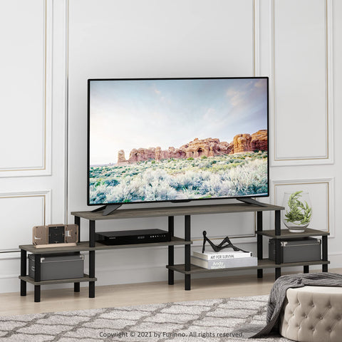 Furinno TURN-N-TUBE TV Stand, Grand Entertainment Center, TV Console for TV up to 55 Inch, for Living Room, Bedroom, French Oak