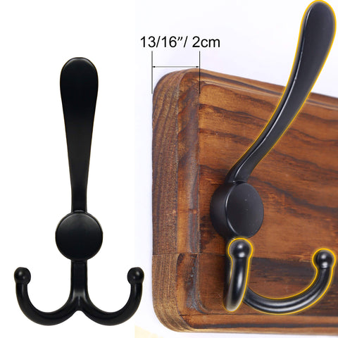 SKOLOO Coat Rack Wall Mounted - Pack of 2, Wooden, Heavy Duty, Rustic Coat Hooks for Wall, 16'' Hole to Hole