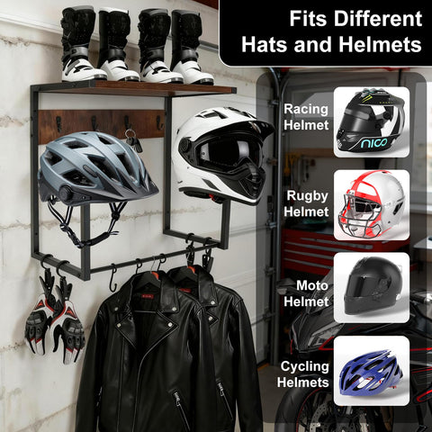 GHWMYD Motorcycle Helmet Holder Wall Mount for Moto Gear Storage Display