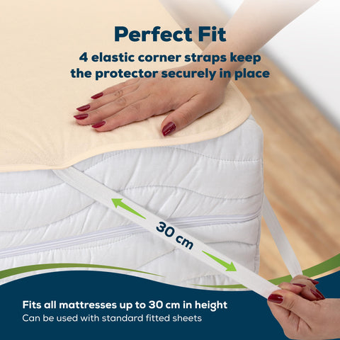Sensalou Waterproof Mattress Protector 100 x 200 cm Beige – Mattress Cover for Single Bed