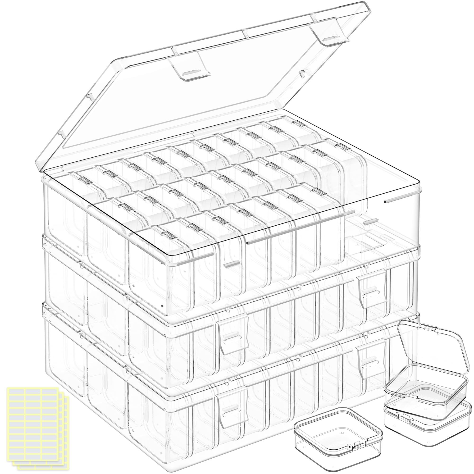 LINYAPRY Bead Organiser Box, 93Pcs Small Bead Storage Containers Plastic Cases with Hinged Lid