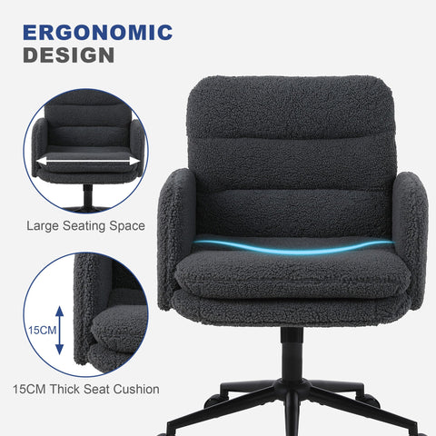 Youhauchair Office Chairs for Home, Faux Cashmere Desk Chair, Dark Grey