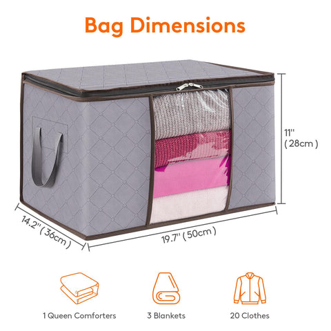 Lifewit 50L Clothes Storage Bags Large Storage Box With Lid Packing Boxes for Moving House With Reinforced Handle Thick Fabric Clear Window for