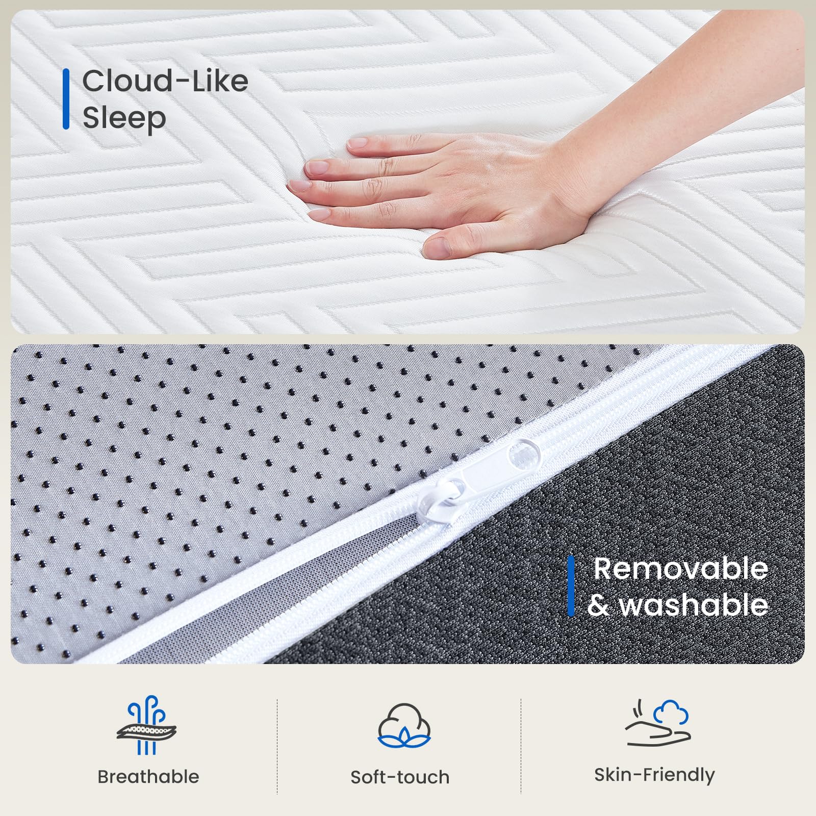 Belbbos Small Double Mattress Memory Foam 120x190x18cm—Medium Firm